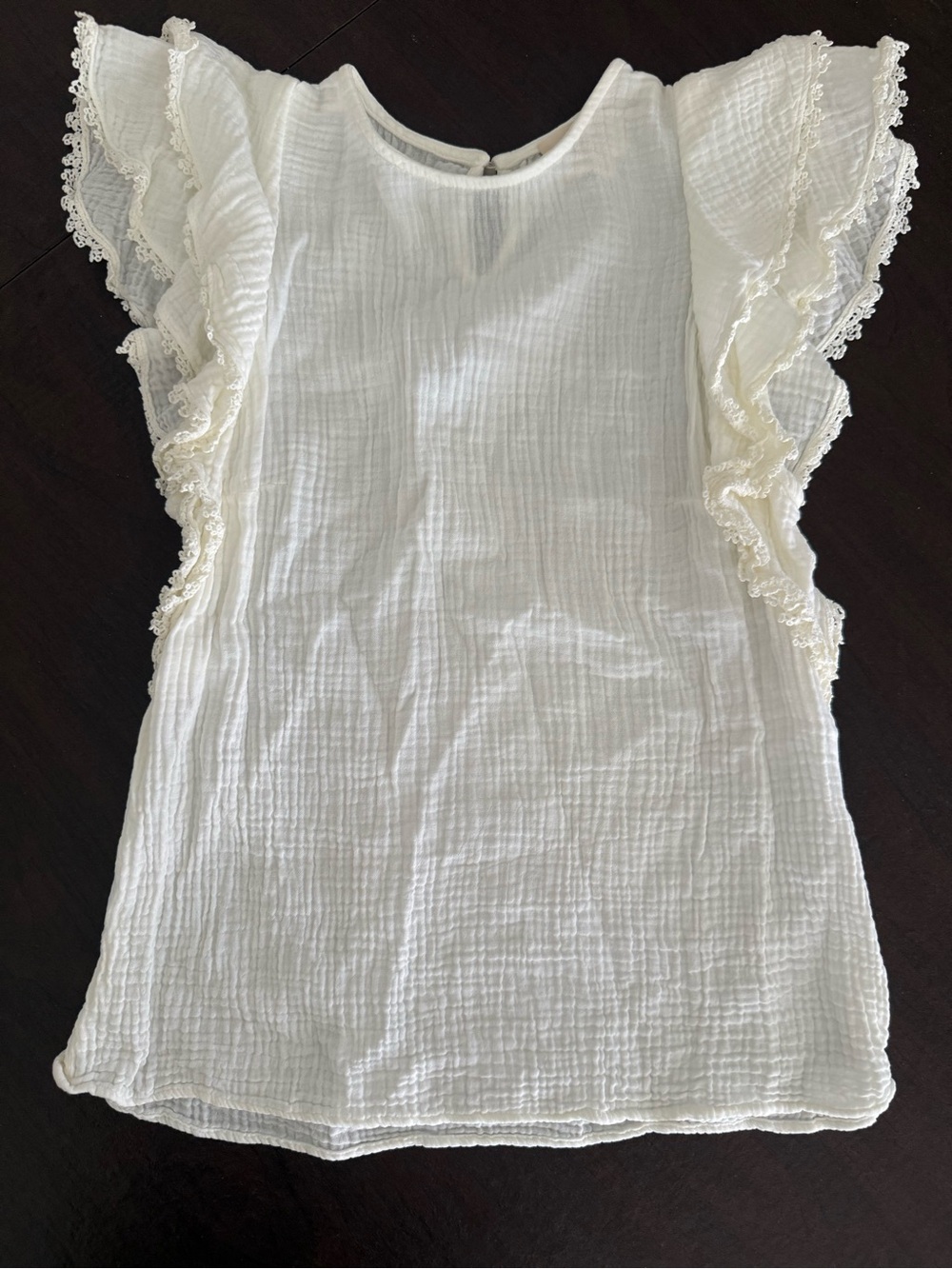 Sezane Cream Ruffle-Sleeve Gauze Blouse